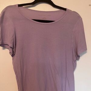 American Eagle Outfitters Lavender Ribbed Short-Sleeve Top